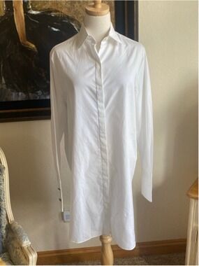 NWT RACIL White Poplin Oversized Button Down Shirt Dress Size M